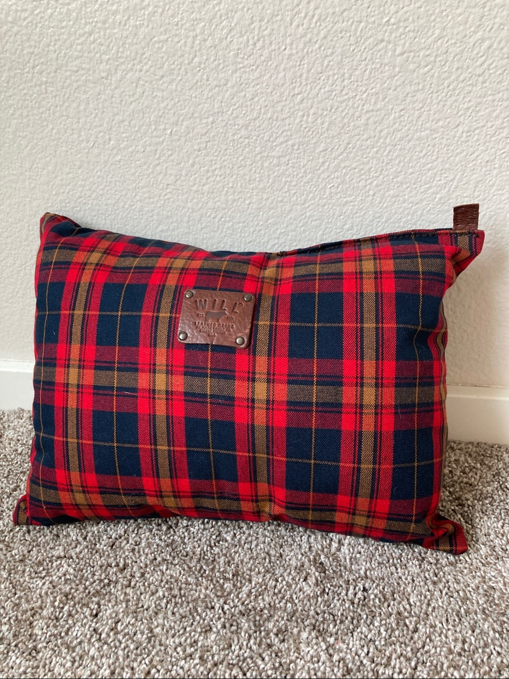 Will Leather Goods Tartan Plaid Travel throw eco camping Pillow